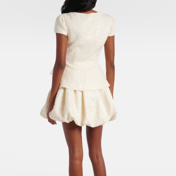 Self-Portrait Boucle Bow Detail Mini Dress (BRIDAL) Size 4 - Picture 3 of 7